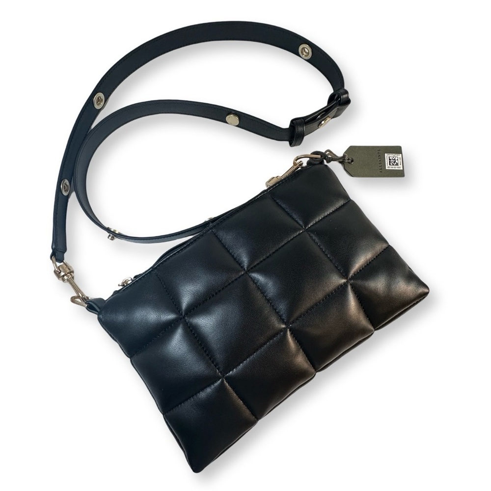 NWT ALLSAINTS Eve Quilted Leather Crossbody Black Shoulder Bag